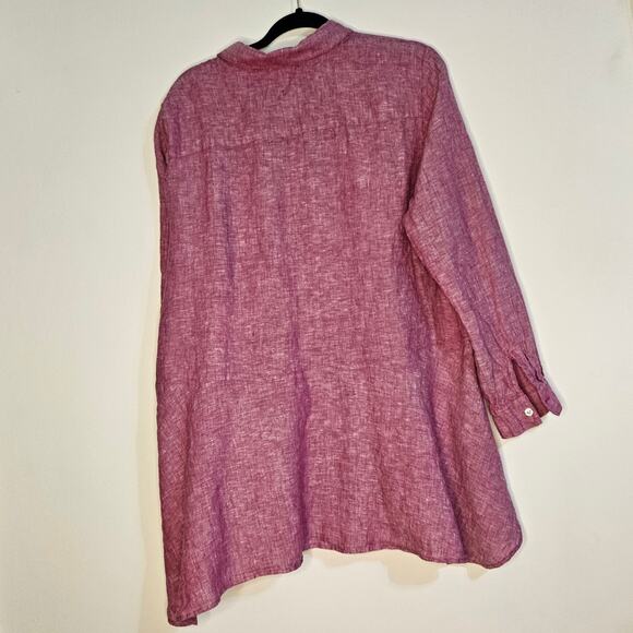 Coldwater Creek Red 100% Linen button up blouse shirt size 2X - Picture 3 of 7